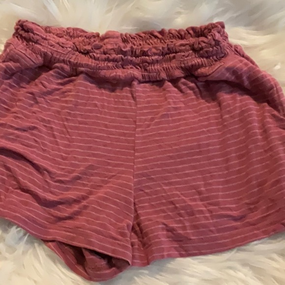 Women's Pink Striped Shorts - Picture 3 of 4